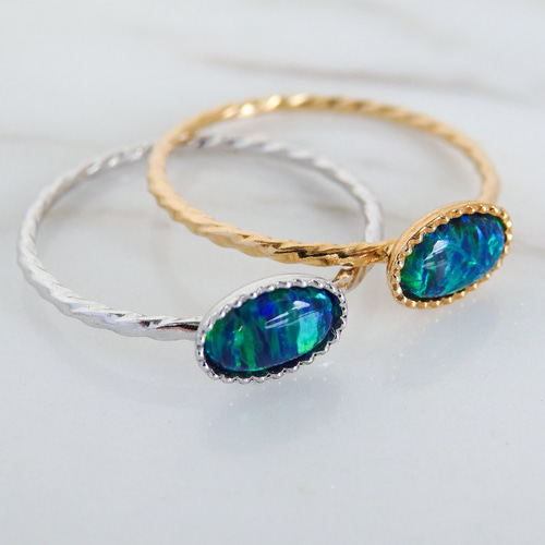 シンセティックブラックオパール リング 指輪 10月誕生石・サイズ