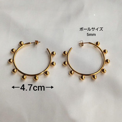 stainless　ゴールドボール　ドットピアス　5mm　韓国　アレルギー対応　大ぶり　レディース　 6枚目の画像