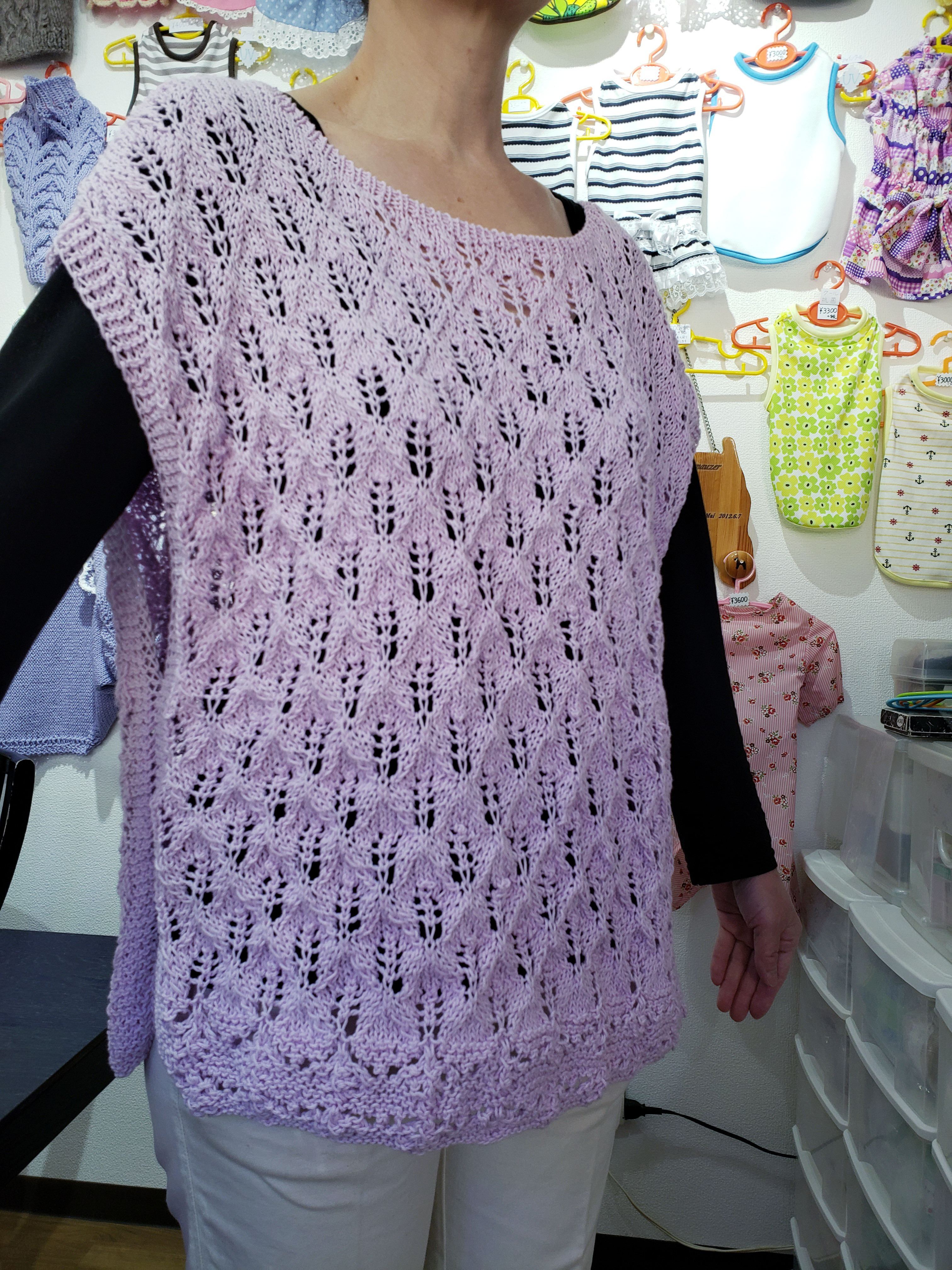 総シェットランドレース編みのサマーニットベスト