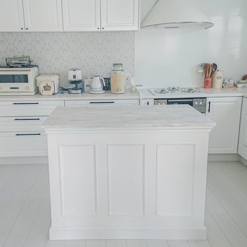 キッチンカウンター（W1200ホワイト・大理石メラミン天板） 海外