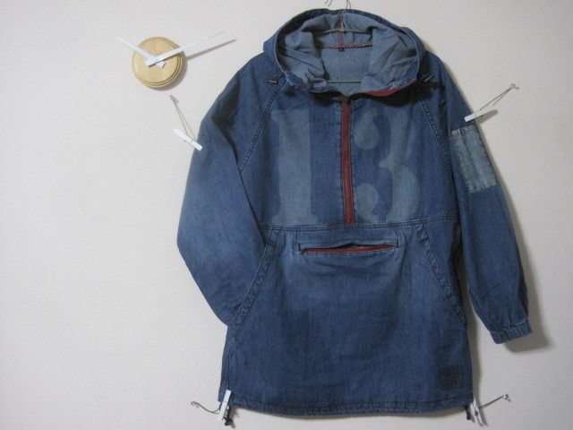 １点　アノラック ラージナンバー【13】デニム　ガーデニング／キャンプ／アウトドア／カバーオール／サバゲー