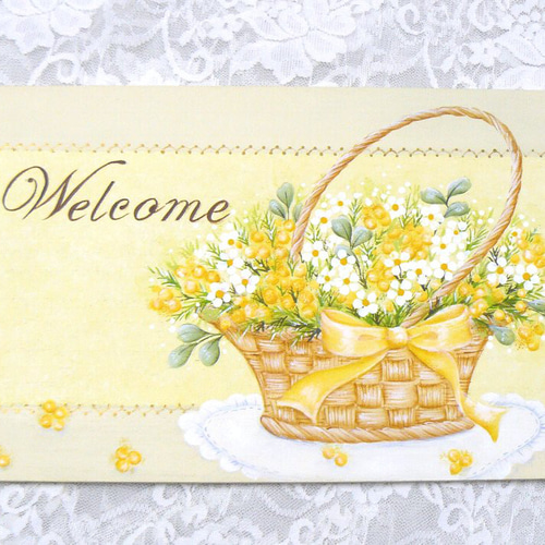 トールペイント❤ミモザのウェルカムボード（受注製作） 表札・ネーム