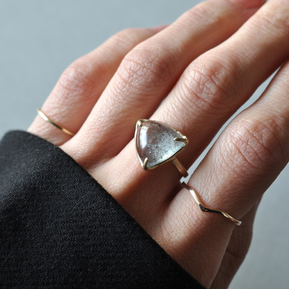 【K10】Moss Aquamarine Ring  モスアクアマリン リング 3枚目の画像