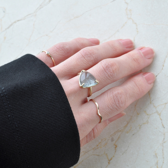 【K10】Moss Aquamarine Ring  モスアクアマリン リング 6枚目の画像