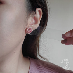 刺繡玫瑰 手作刺繡925純銀耳針耳環 第7張的照片