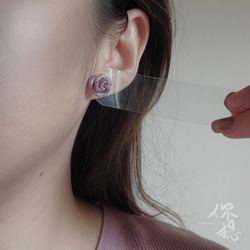 刺繡玫瑰 手作刺繡925純銀耳針耳環 第8張的照片