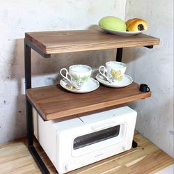 アイアン2段トースターラック・角パイプ仕様 3枚目の画像