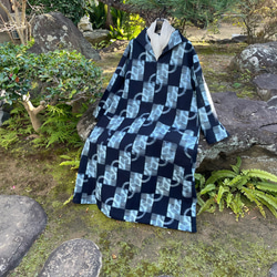 着物リメイク】絣のAラインワンピース／藍染め/古布 ワンピース 古布