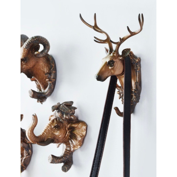 ウォールフック アニマル 壁掛けフック アンティークブロンズ 鹿  動物 欧風 スタイル 手彫り レトロ ch-1383 3枚目の画像