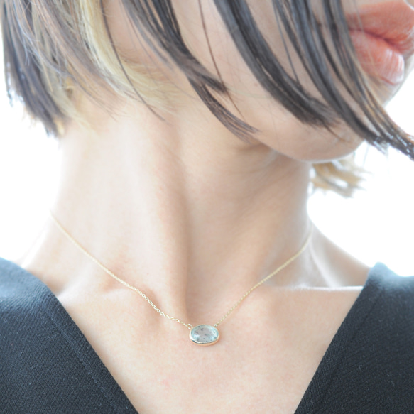 【K10】Moss Aquamarine Necklace モスアクアマリン ネックレス　№2 11枚目の画像