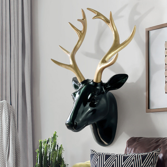 オブジェ ハンティングトロフィー風 鹿の角 鹿の頭 壁掛け シンプル モダ 欧風 動物 ホームデコ 装飾 ch-1381 1枚目の画像