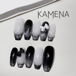 ネイルチップ ニュアンスネイル ワンホンネイル 韓国ネイル リボン