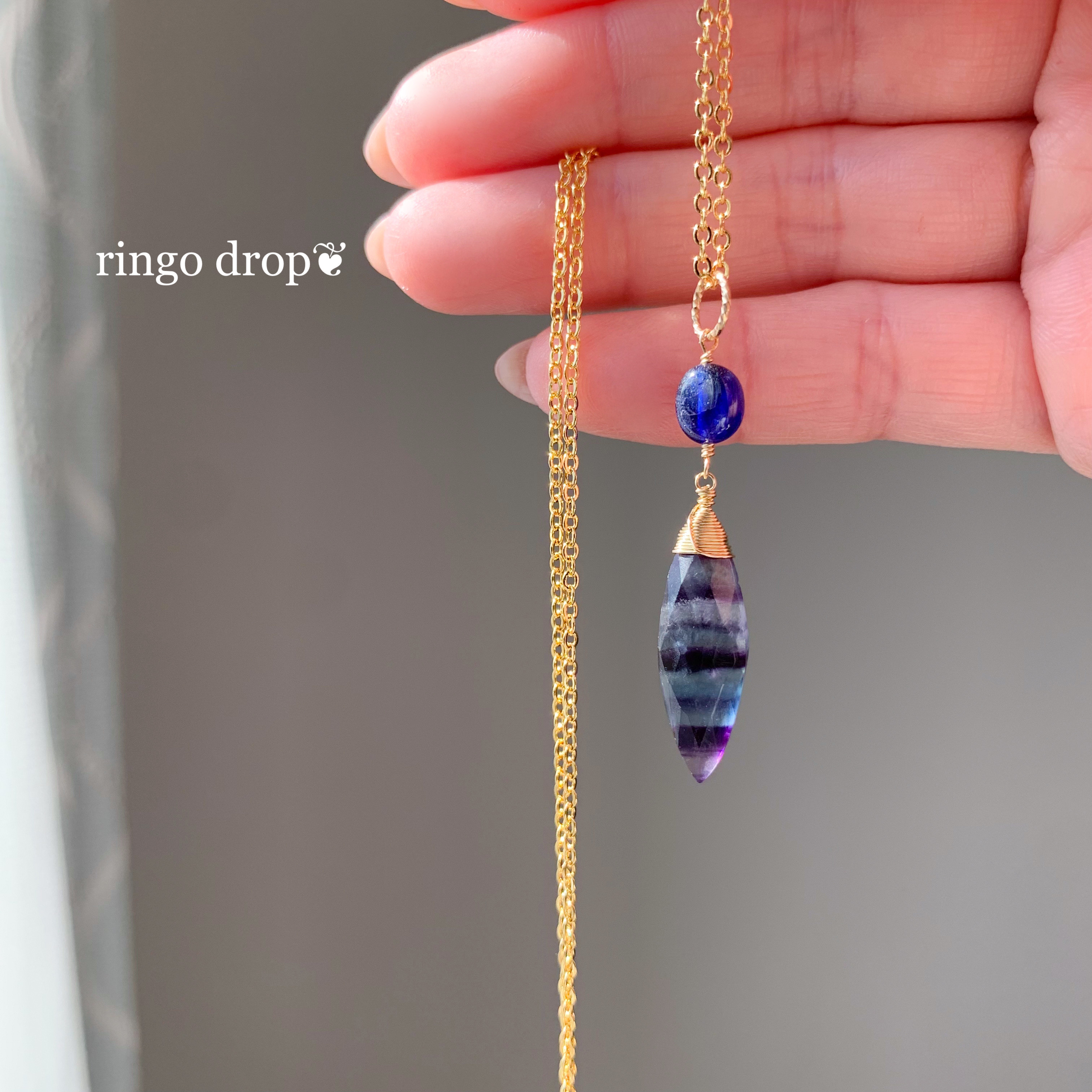 ✴︎キレイ色を纏う✴︎ レインボーフローライト・ ブルーサファイア 16kgpネックレス