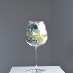 「Rouvre」薔薇と紫陽花のワイングラスのドライフラワー　ガラスドーム 4枚目の画像
