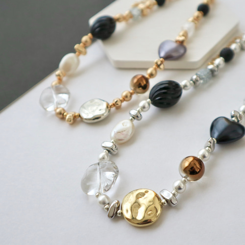 大ぶりビーズのゴツゴツネックレス《 silver 》 ネックレス