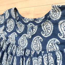 インド綿　ルームウェア　ナイティ　部屋着　ペイズリー柄　ブルー 6枚目の画像