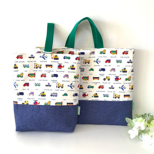 ♪NEW♪ ♡はたらくくるま☆レッスンバッグ♡ドット絵〜ピクセル