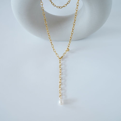 長 70 公分 金/銀 可自由使用 單顆珍珠長項鍊 也可用作 Y 鏈項鍊 手術不銹鋼 第2張的照片