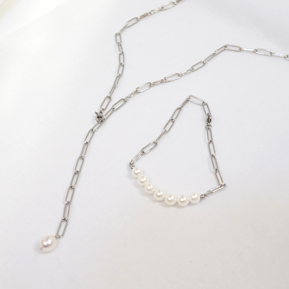 長 70 公分 金/銀 可自由使用 單顆珍珠長項鍊 也可用作 Y 鏈項鍊 手術不銹鋼 第6張的照片