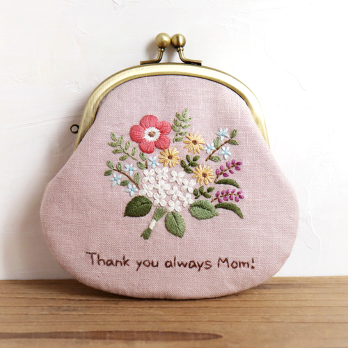 受注制作】手刺繍のがま口『Bouquet』財布・ポーチ がま口