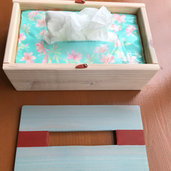箱なしソフトパックのテッシュケース　197㎜×178㎜×厚み5㎝のパックに対応　木製box　蓋を載せるタイプ 3枚目の画像