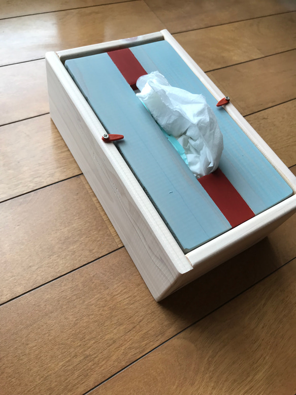 箱なしソフトパックのテッシュケース　197㎜×178㎜×厚み5㎝のパックに対応　木製box　蓋を載せるタイプ 9枚目の画像