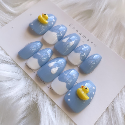 現品】 114 ネイルチップ アヒルネイル アニマルネイル 個性派ネイル  