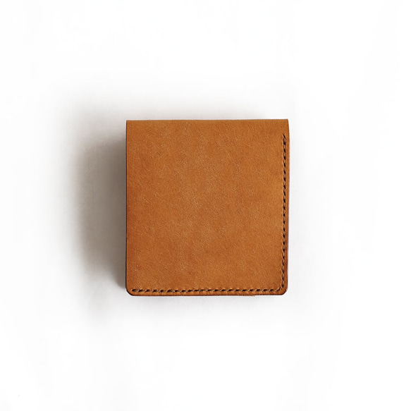 薄い 二つ折り財布【ブラウン】 ブランド メンズ レディース 鍵 コンパクト ハンドメイド 手縫い  レザー 革 4枚目の画像
