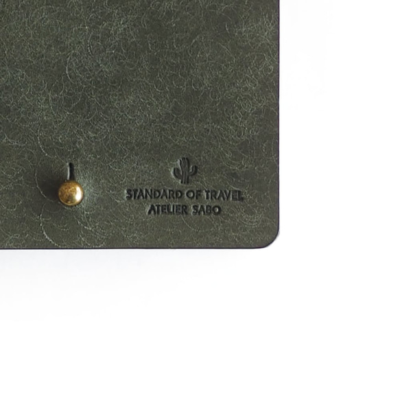 薄い 二つ折り財布【グリーン】 ブランド メンズ レディース 鍵 コンパクト ハンドメイド 手縫い  レザー 革 6枚目の画像