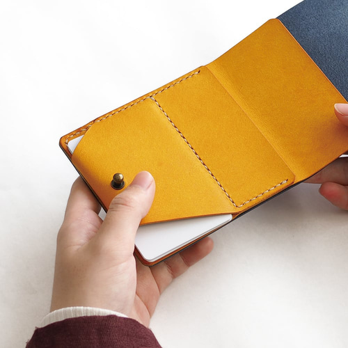 薄い 二つ折り財布【ターコイズ】 革 メンズ レディース レザー 二