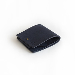 薄い 二つ折り財布【ネイビー】 ブランド メンズ レディース 鍵 コンパクト ハンドメイド 手縫い  レザー 革 2枚目の画像