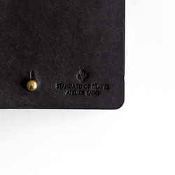 薄い 二つ折り財布【ブラック】 ブランド メンズ レディース 鍵 コンパクト ハンドメイド 手縫い  レザー 革 6枚目の画像