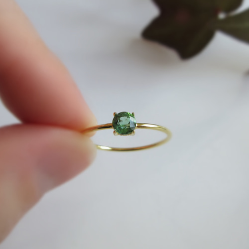 10月の誕生石】4mm上質粒ティールグリーン「トルマリン/ブラジル産