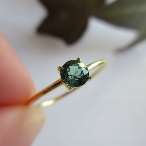 10月の誕生石】4mm上質粒ティールグリーン「トルマリン/ブラジル産