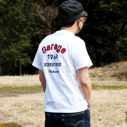 半袖Ｔシャツ 刺繍 綿 コットン "Garage1969" W-24006 ホワイト 1枚目の画像