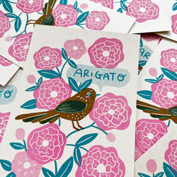 ARIGATOカード 封筒set -お花と小鳥- 4枚目の画像