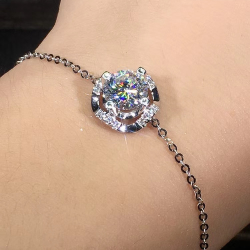 最高級ランク品】白金の薔薇 モアサナイト ダイヤ ブレスレット K18WG  