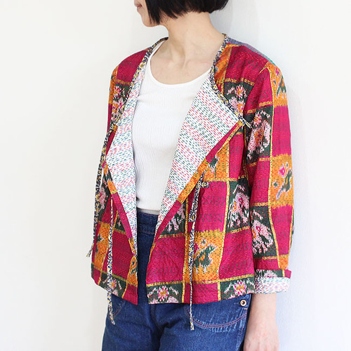 カンタ刺繍シルクのリボンブラウスジャケット【A】 ブラウス somoo 