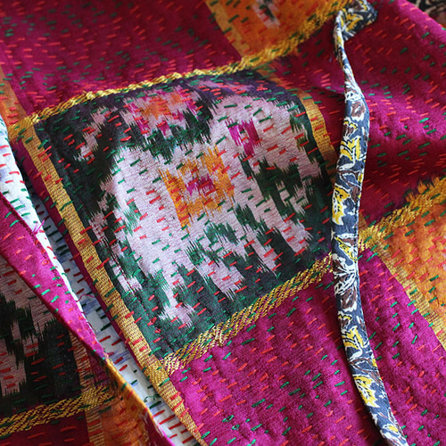 カンタ刺繍シルクのリボンブラウスジャケット【A】 ブラウス