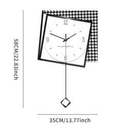壁掛け 時計 チェック柄 装飾 メタル感 静音 アナログ おしゃれ かわいい インテリア 北欧 振り子 cht-1747 9枚目の画像