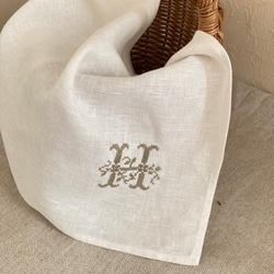 リネンかごカバー 北欧風手刺繍バスケットカバーB かごバッグ Ha