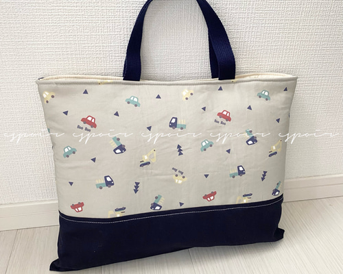 【送料無料】入園入学3点セット(はたらくくるまくまグレー×ネイビー) 6ceef0b269ccb197e3c28985a249ae