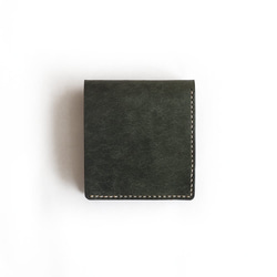 薄い 二つ折り財布【グリーン×イエロー】 ブランド メンズ レディース 鍵 コンパクト 手縫い レザー 革 4枚目の画像
