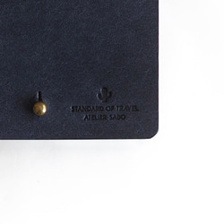 薄い 二つ折り財布【ネイビー×ブラウン】 ブランド メンズ レディース 鍵 コンパクト 手縫い レザー 革 6枚目の画像