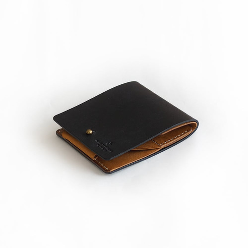 薄い 二つ折り財布【ブラック×ブラウン】 革 メンズ レディース レザー 二つ折り財布 ATELIER SABO 通販｜Creema(クリーマ)  17464334