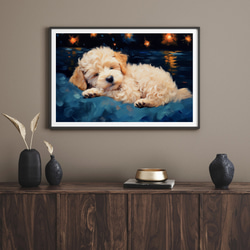 【星降る夜 - トイプードル犬の子犬 No.6】アートポスター 犬の絵 犬の絵画 犬のイラスト 8枚目の画像