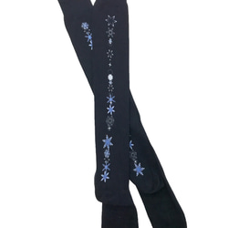 送料無料　日本製ハイソックス 綿100％ 消臭抗菌靴下　雪の結晶　黒 5枚目の画像
