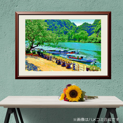 【アートポスター】ベトナム ソン川のボート乗り場（作品No.585） 1枚目の画像
