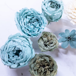 [送料無料]プリザの花箱✿Mellow Turquoise 花材セット詰め合わせ プリザーブドフラワー ドライフラワー 3枚目の画像
