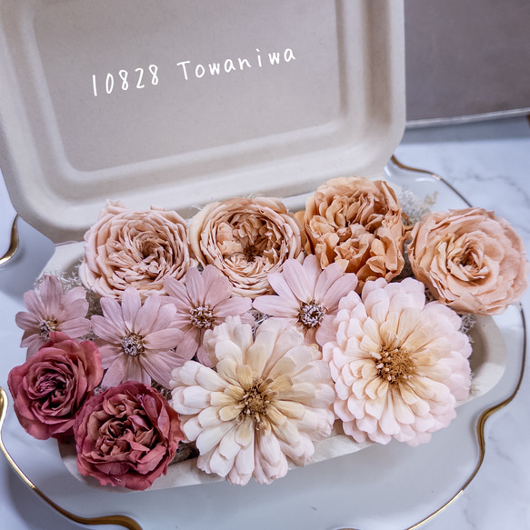 [送料無料]プリザの花箱✿Mellow Pink 花材セット詰め合わせ プリザーブドフラワー ドライフラワー 1枚目の画像
